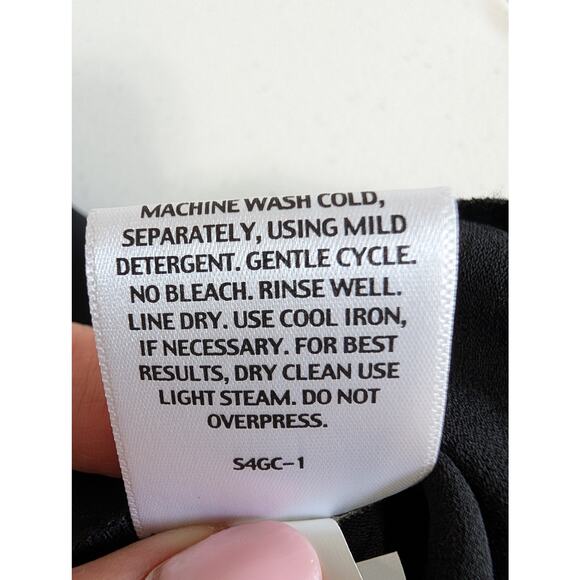 Eileen Fisher Georgette Crepe Skirt Women S* Black Silk Drawstring Drapey - Picture 7 of 11